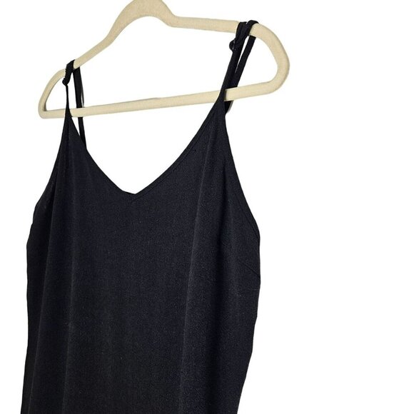Studio B Bobeau Black Linen Side Slit Dress Midi Sleeveless Linen Blend Staple L - Picture 5 of 13